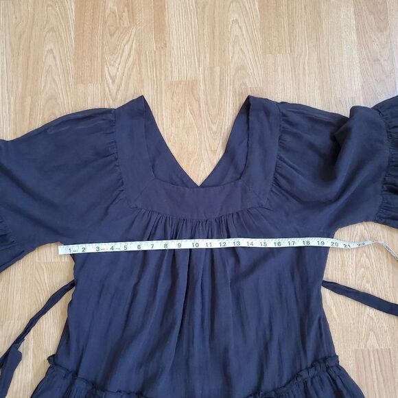 Free People 'Gretta' Ruffle Minidress - size Small in Black - Picture 9 of 13